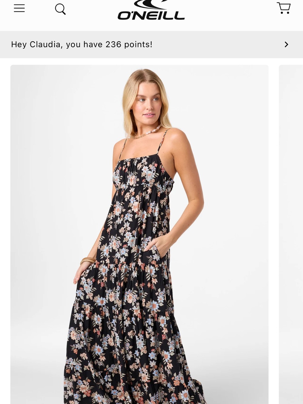 O'Neill Women's Lillie Bali Black Floral Maxi Dress